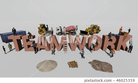 Word teamwork and the workers who work on it, 3D r 46025359