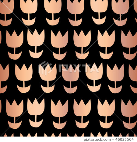 Copper foil tulip flower vector seamless pattern 46025504