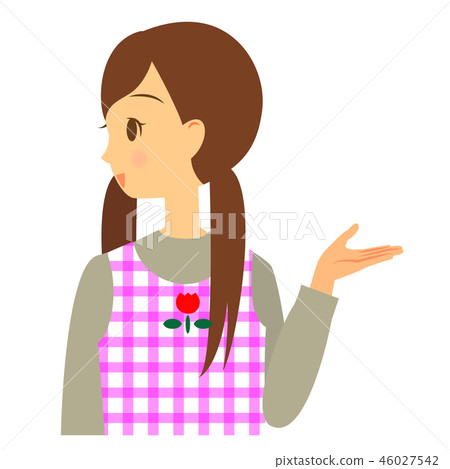 指向斜向一邊的女性托兒所老師 指向斜向一邊的女性托兒所老師 46027542