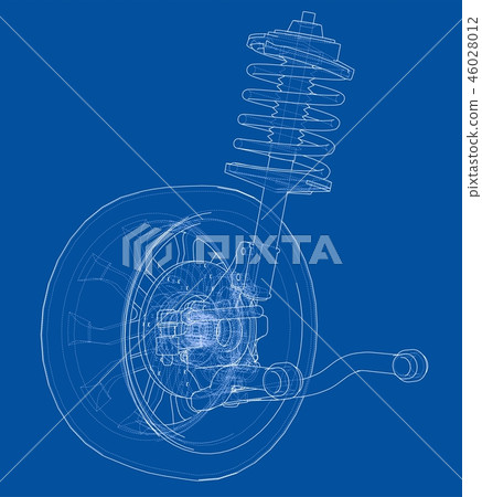 Car suspension with wheel tire and shock absorber 46028012