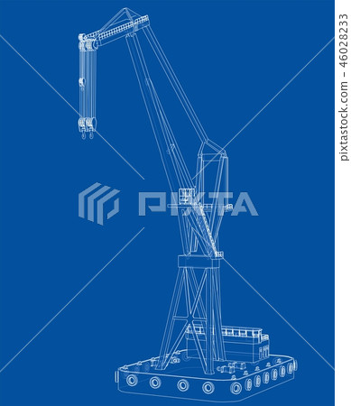 Floating crane. 3d illustration Floating crane. 3d illustration 46028233