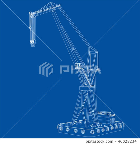 Floating crane. 3d illustration Floating crane. 3d illustration 46028234
