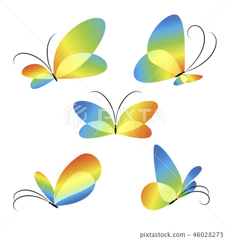 Abstract colorful different butterflies set vector 46028273