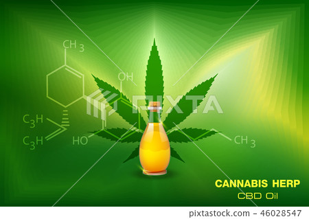 Vector green cannabis oil. CBD Oil. Marijuana leaf 46028547