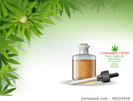 Vector green cannabis oil. CBD Oil. Marijuana leaf 46028548