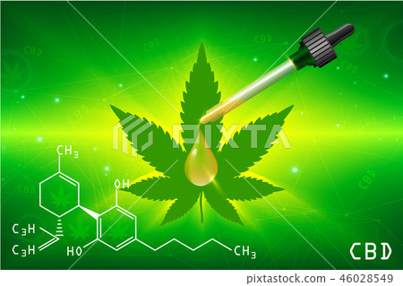 Vector green cannabis oil. CBD Oil. Marijuana leaf 46028549