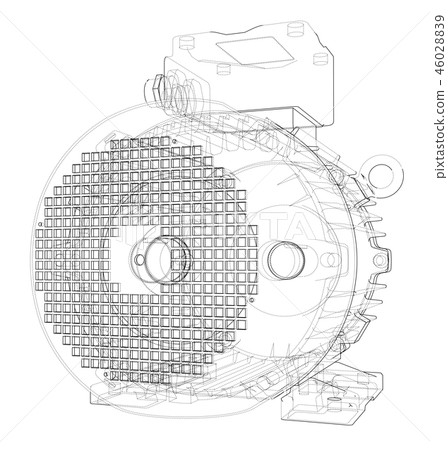 Electric motor outline. 3d illustration Electric motor outline. 3d illustration 46028839