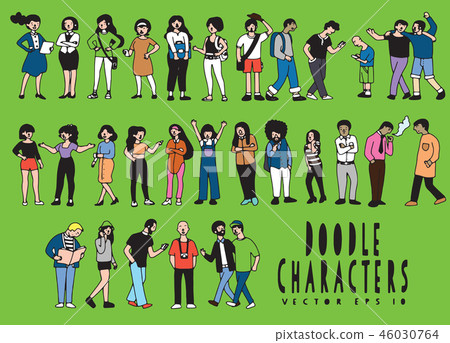 Big Set of Characters Cartoon. Active people  46030764