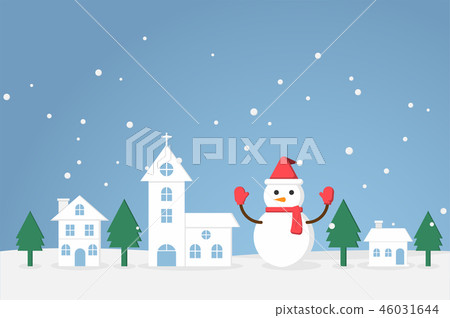 Winter snow and snowman in urban countryside 46031644