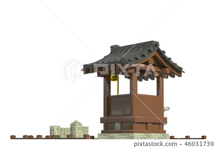 Japanese building isolated on white background 3d illustration Japanese building isolated on white background 3d illustration 46031739