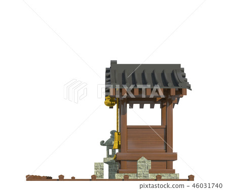 Japanese building isolated on white background 3d illustration 46031740