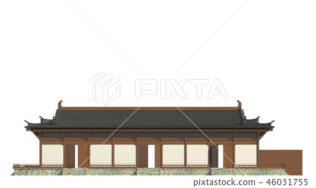 Japanese building isolated on white background 3d illustration 46031755