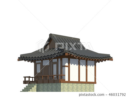 Japanese building isolated on white background 3d illustration Japanese building isolated on white background 3d illustration 46031792