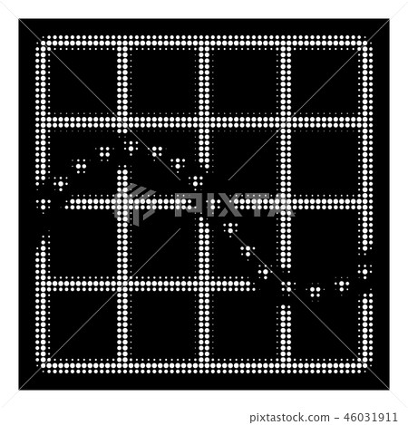 White Halftone Dotted Function Chart Icon - Stock Illustration ...