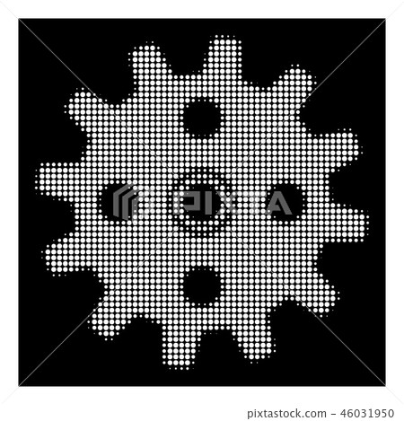 White Halftone Cogwheel Icon White Halftone Cogwheel Icon 46031950