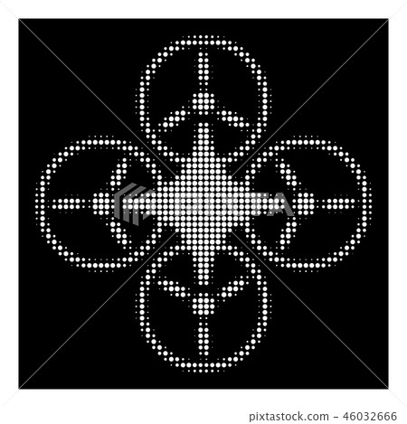 White Halftone Air Drone Icon White Halftone Air Drone Icon 46032666