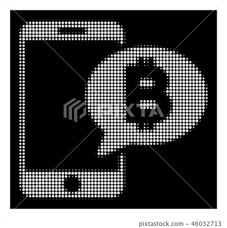 White Halftone Phone Bitcoin SMS Icon White Halftone Phone Bitcoin SMS Icon 46032713