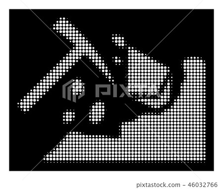 White Halftone Ethereum Mining Hammer Icon 46032766