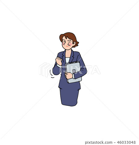 Office girl holding a laptop and posing 46033048