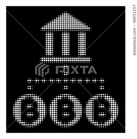 White Halftone Bitcoin Bank Structure Icon 46033257