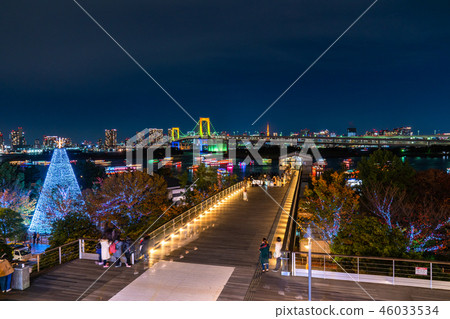 《東京》台場和彩虹橋的夜景 46033534