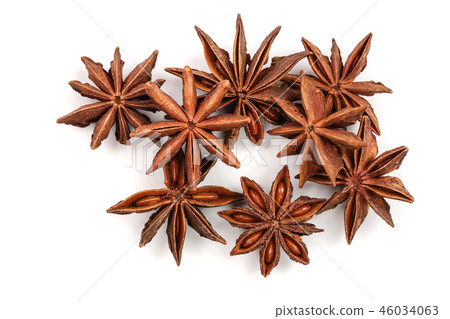 Star anise isolated on white background. Top view 46034063