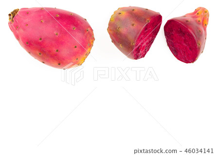 red prickly pear or opuntia isolated on a white background with copy space for your text. Top view 46034141
