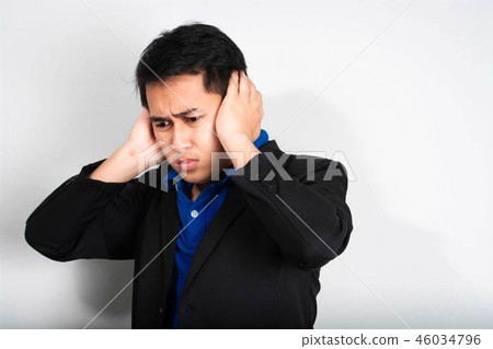 Man strain on earnings.Asian Businessman 46034796