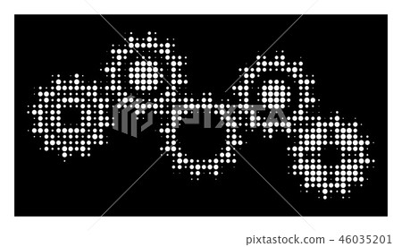 White Halftone Gear Mechanism Icon White Halftone Gear Mechanism Icon 46035201