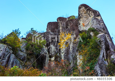 Autumn leaves of the passing prayer rock [Urayamakei, Nakatsu City, Oita Prefecture] 46035306