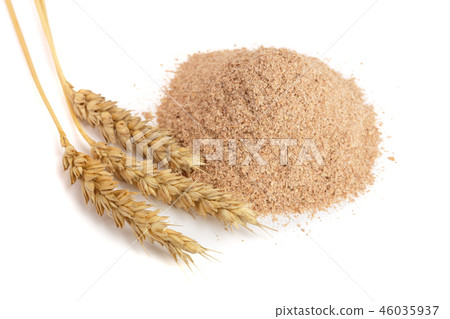 Pile of wheat bran with ears isolated on white background Pile of wheat bran with ears isolated on white background 46035937