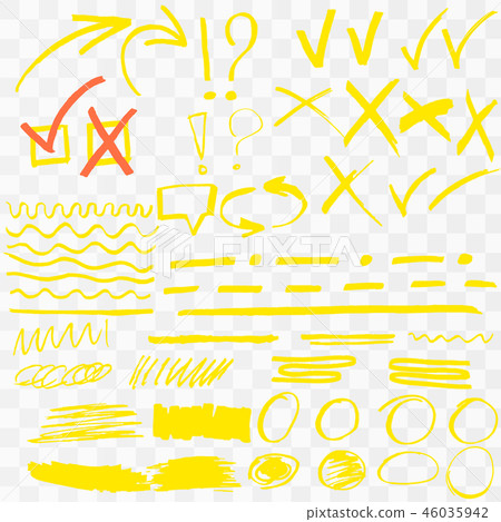 Yellow Highlighter Marker Strokes. Yellow Highlighter Marker Strokes. 46035942