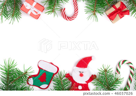 Christmas frame decorated isolated on white background with copy space for your text Christmas frame decorated isolated on white background with copy space for your text 46037026