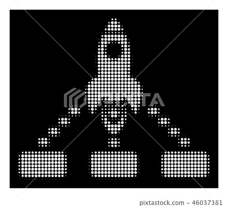 White Halftone Space Rocket Collaboration Icon 46037381