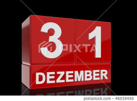 The date of 31 Dezember in white letters The date of 31 Dezember in white letters 46038488