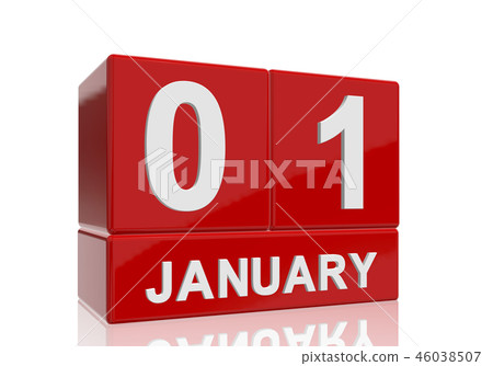 The date of 1 January in white letters The date of 1 January in white letters 46038507