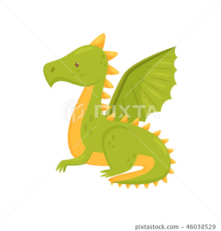 Dragon with wings, mythical fairy tale creature vector Illustration on a white background 46038529