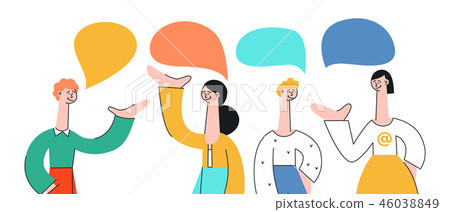 Vector illustration set of talking people with speech bubbles. 46038849