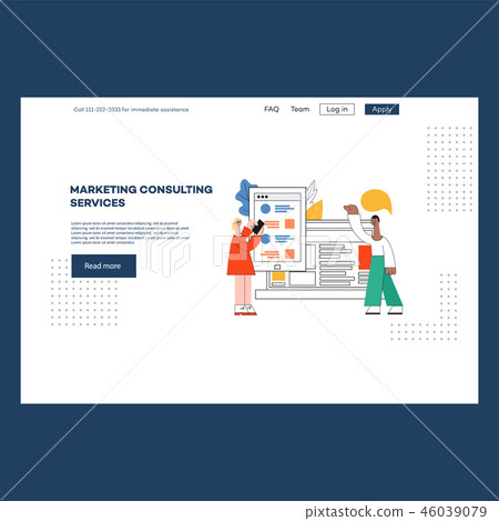Vector illustration of website page design template for marketing consulting services. 46039079