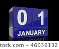 The date of 1 January in white letters 46039132