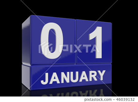 The date of 1 January in white letters 46039132