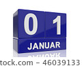 The date of 1 January in white letters 46039133