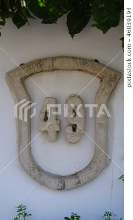 Old retro weathered painted cast ceramic bell shaped plate with number 49 Old retro weathered painted cast ceramic bell shaped plate with number 49 46039193