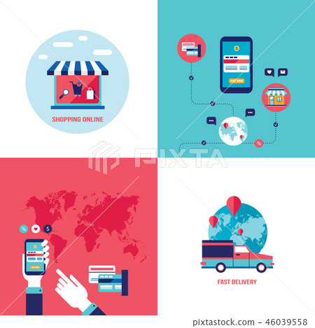 Online shopping mobile payment banner set Online shopping mobile payment banner set 46039558