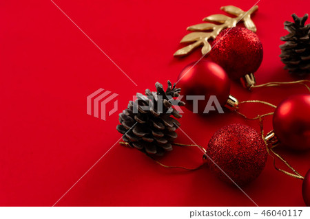 Christmas decoration on red background Christmas decoration on red background 46040117