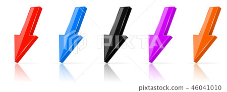Down colored 3d arrows. Shiny straight icons set 46041010