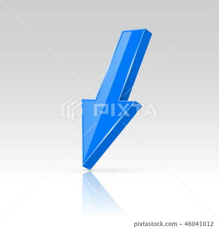 Down blue 3d arrow. Shiny straight icon - Stock Illustration [46041012 ...