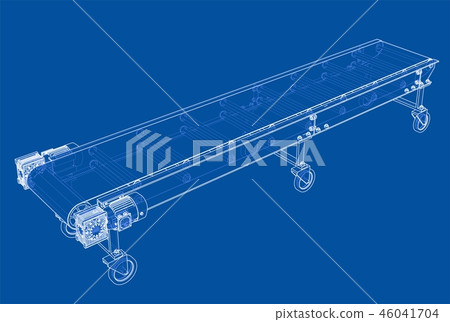 3D outline conveyor belt. Vector rendering of 3d 46041704