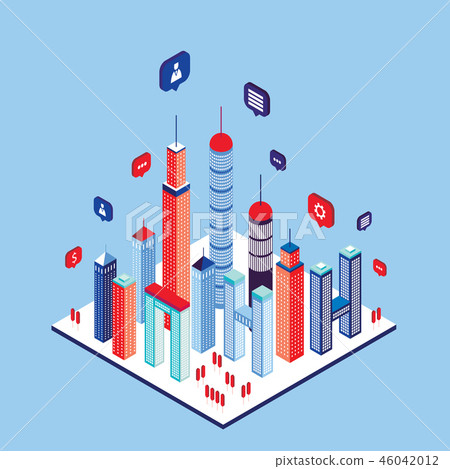 City social network Skyscrapers and speech bubbles City social network Skyscrapers and speech bubbles 46042012