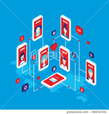 Social network concept Flat isometric design Social network concept Flat isometric design 46042016